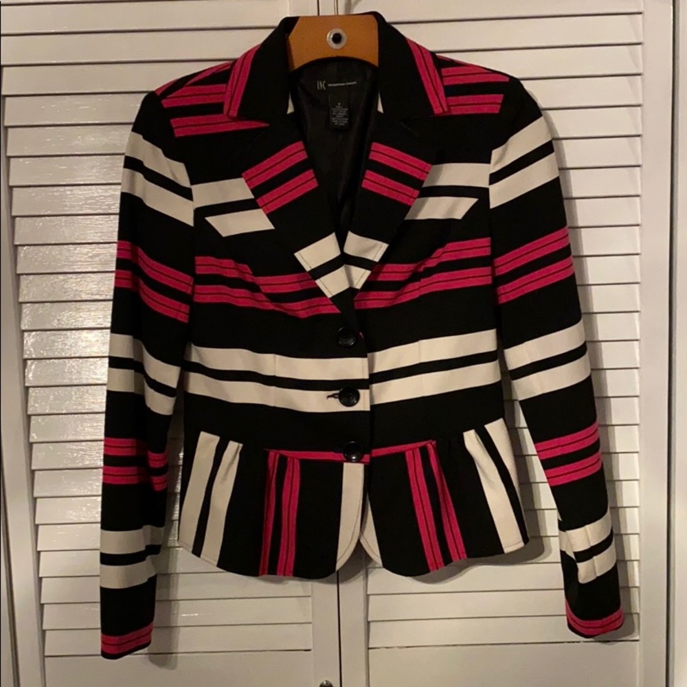 Black, pink and white blazer.